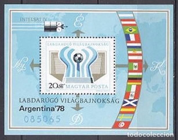 Sellos: HUNGRIA 1978 - COPA DEL MUNDO DE FUTBOL ARGENTINA 78 - YVERT HB N&ordm; 136**