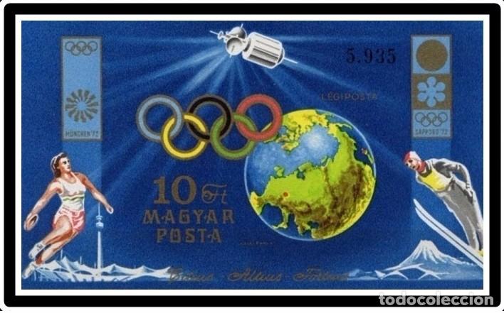 Sellos: HUNGRIA 1972 - OLYMPICS SAPPORO Y MUNICH 72 - YVERT BF N&ordm; 96 SIN DENTAR (RARA)