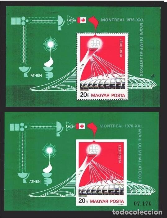 Sellos: HUNGRIA 1976 - OLYMPICS MONTREAL 76 - YVERT BF N&ordm; 125** DENTADA I SIN DENTAR