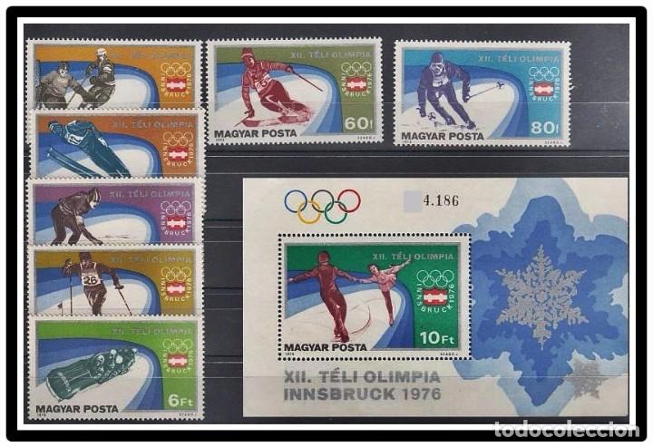 Sellos: HUNGRIA 1975 - OLYMPICS INNSBRUCK 76 - YVERT N&ordm; 2472-2478** + HB - 122** - DENTADA