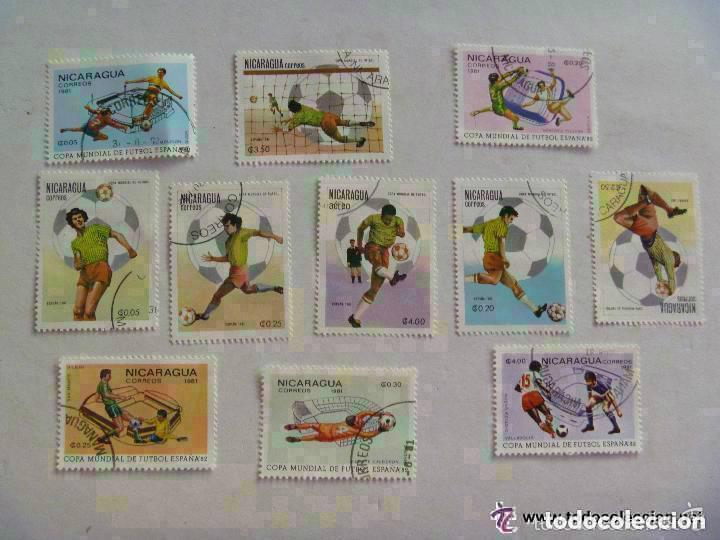 Sellos: LOTE DE 11 SELLOS DE NICARAGUA : MUNDIAL DE FUTBOL DE ESPA&Ntilde;A&acute;82.