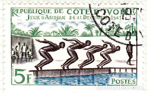Sellos: 1961 - COSTA DE MARFIL - JUEGOS DE ABIDJAN - NATACION - YVERT 201