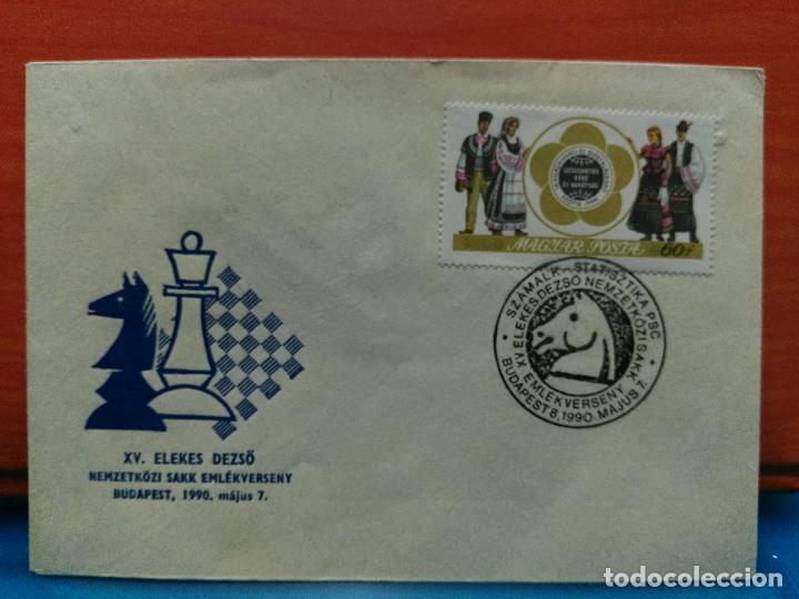 Timbres: AJEDREZ. HUNGRIA. TORNEO INTERNACIONAL DE AJEDREZ. BUDAPEST. 1990. MATASELLOS CABALLO BLANCO