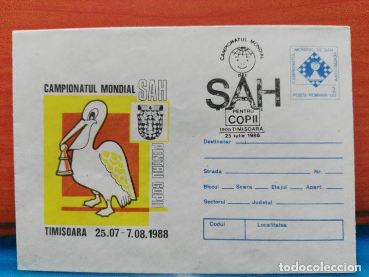 Timbres: AJEDREZ. RUMAN&Iacute;A. CAMPEONATO MUNDIAL DE AJEDREZ. DIA DE APERTURA. TIMISOARA 1988.