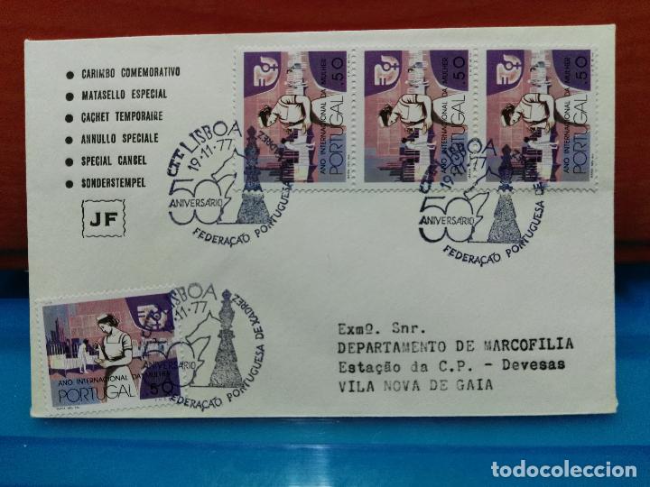 Timbres: PORTUGAL. 50 ANIVERSARIO DE LA FEDERACI&Oacute;N PORTUGUESA DE AJEDREZ. LISBOA 1977