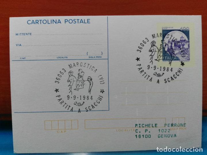 Sellos: AJEDREZ. ITALIA. PARTIDA DE AJEDREZ VIVIENTE. MAROSTICA. 09-09-1984