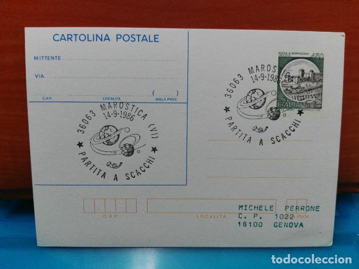 Sellos: AJEDREZ. ITALIA. PARTIDA DE AJEDREZ VIVIENTE. MAROSTICA. 14-09-1986