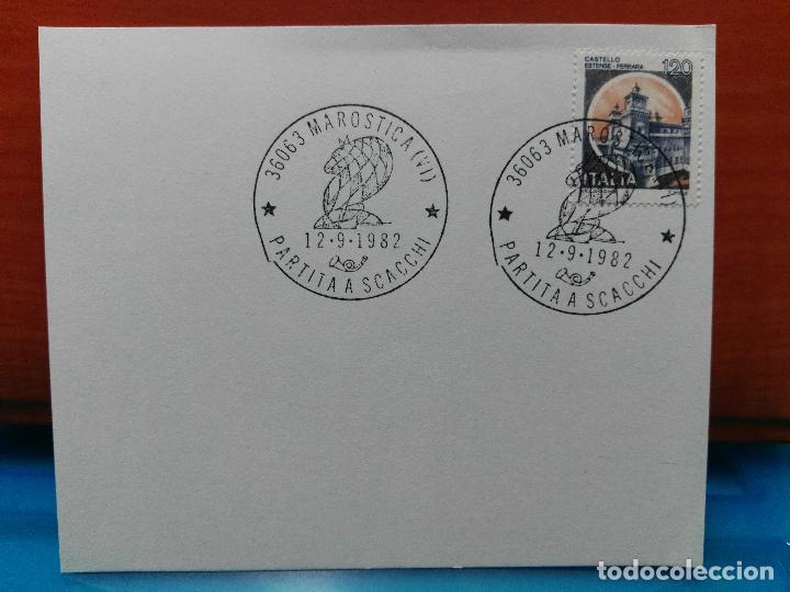 Sellos: AJEDREZ. ITALIA. PARTIDA DE AJEDREZ VIVIENTE. MAROSTICA. 12-09-1982