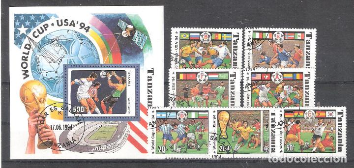 Timbres: TANZANIA N&ordm; 1715A/1715G&ordm; y H.B. 250A&ordm; Copa del Mundo de F&uacute;tbol. Serie Completa