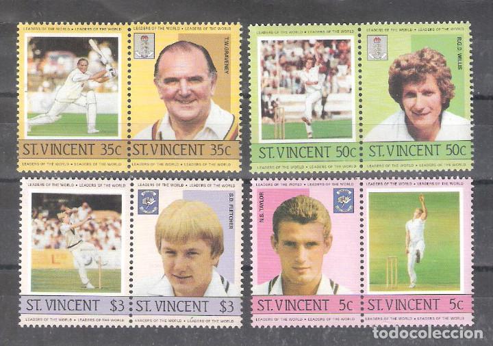 Sellos: SAN VICENTE 796/803** Famosos jugadores de criquet. Serie Completa