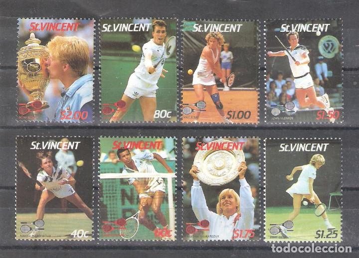 Sellos: SAN VICENTE 987/994** Famosos jugadores de tenis de Wimbledon. Serie Completa