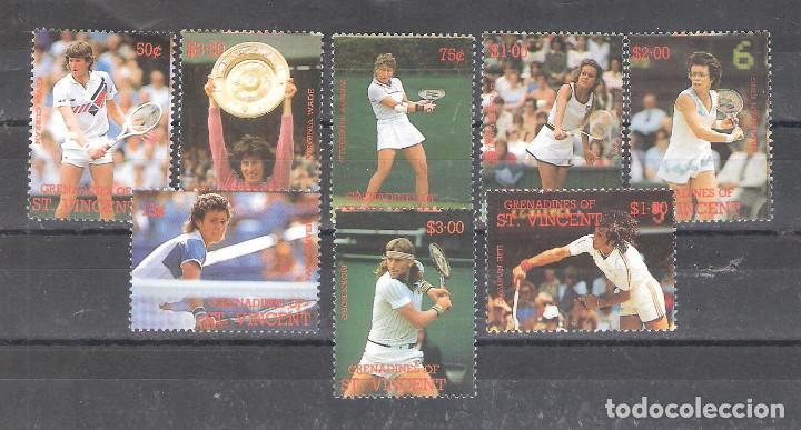 Sellos: SAN VICENTE Y GRANADINAS 562/569** Famosos jugadores de tenis. Serie Completa