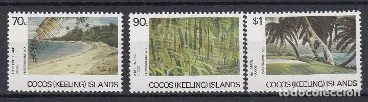 Timbres: COCOS 1987 - PAISAJES - SELLO DE 1$ GREEN DEL GOLF COCOS KEELING CLUB HOYO 5 - YVERT N&ordm; 160-162**