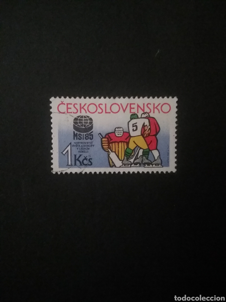 Sellos: Sellos de Checoslovaquia mtdos (usados).1985. Campeonato mundial hokey huielo. Juegos. Atletas. Emb