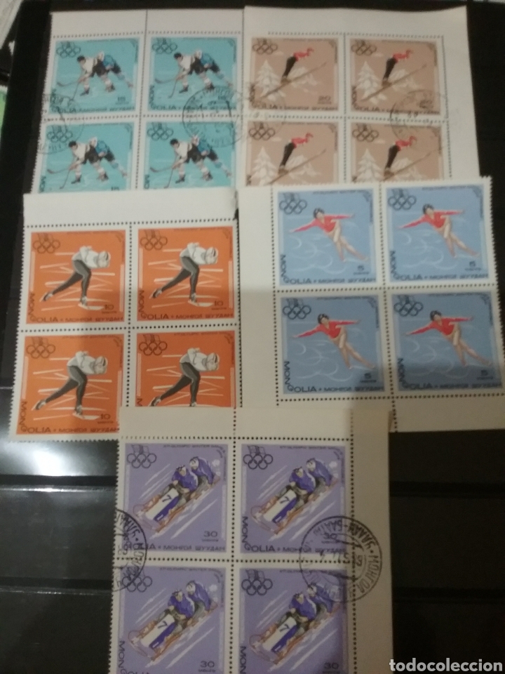 Timbres: Sellos R. Mongolia mtdos/1967/Bq 4/Juegos olimpiadas invierno Grenoble/Francia/patinaje/hockey/artis