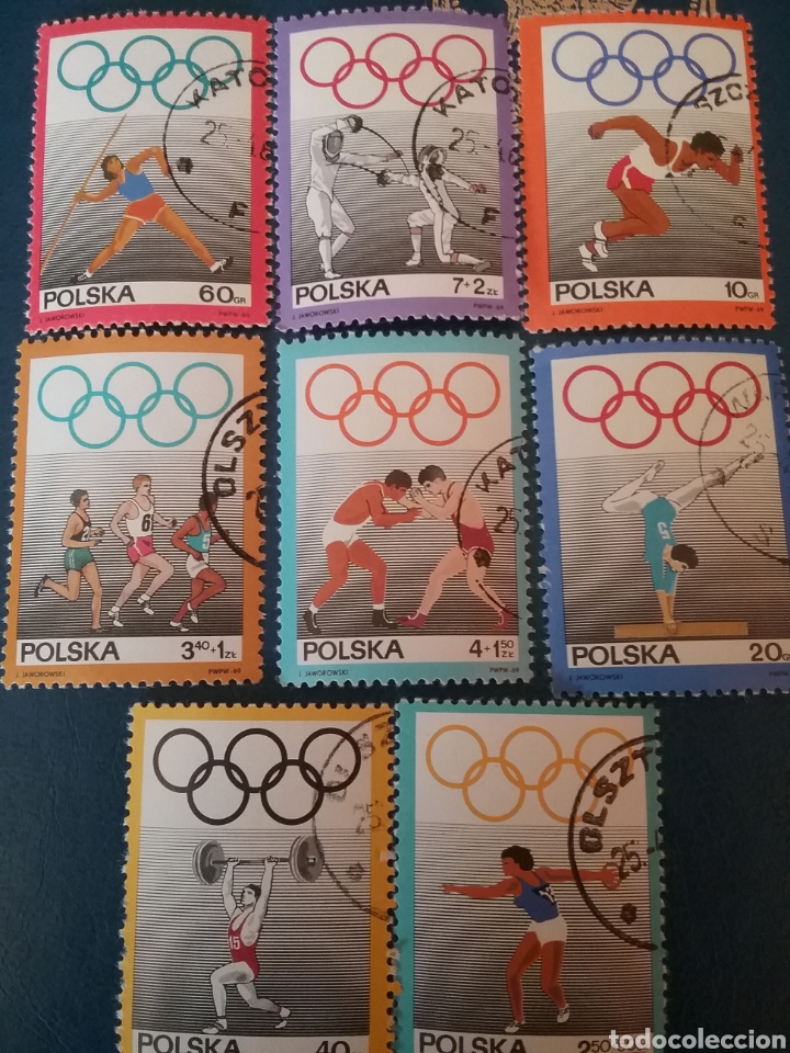 Timbres: Sellos R. Polonia (Polska)mtdos/1969/50 Aniv. Comite olimpiadas inter./atletas/carreras/disco/boxeo/