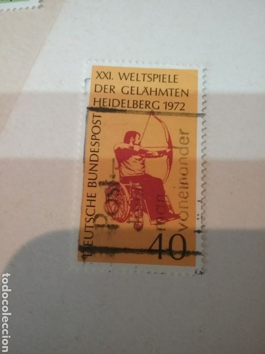 Timbres: Sellos Alemania, R. Federal mtdos/1972/Juegos deportivos mundiales minusvalidos/silla/arco/