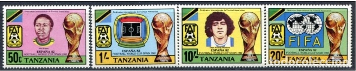 Timbres: TANZANIA 1982 - CAMPEONATO DEL MUNDO DE FUTBOL ESPA&Ntilde;A-82 - YVERT N&ordm; 199/202**