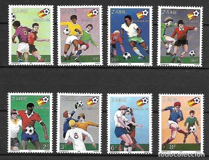 Sellos: ZAIRE 1982 - CAMPEONATO DEL MUNDO DE FUTBOL ESPA&Ntilde;A-82 - YVERT 1043-1050**