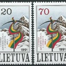Sellos: 1991. LITUANIA/LITHUANIA. YT 415/6** MNH. CONQUISTA DEL EVEREST. CONQUEST OF THE EVEREST. CLIMBING.