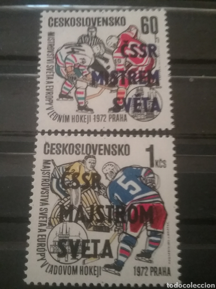 Sellos: Sellos R. Checoslovaquia nuevos/1972/hokey/hielo/sobrecargado/deporte/juegos/atletas/victpria/