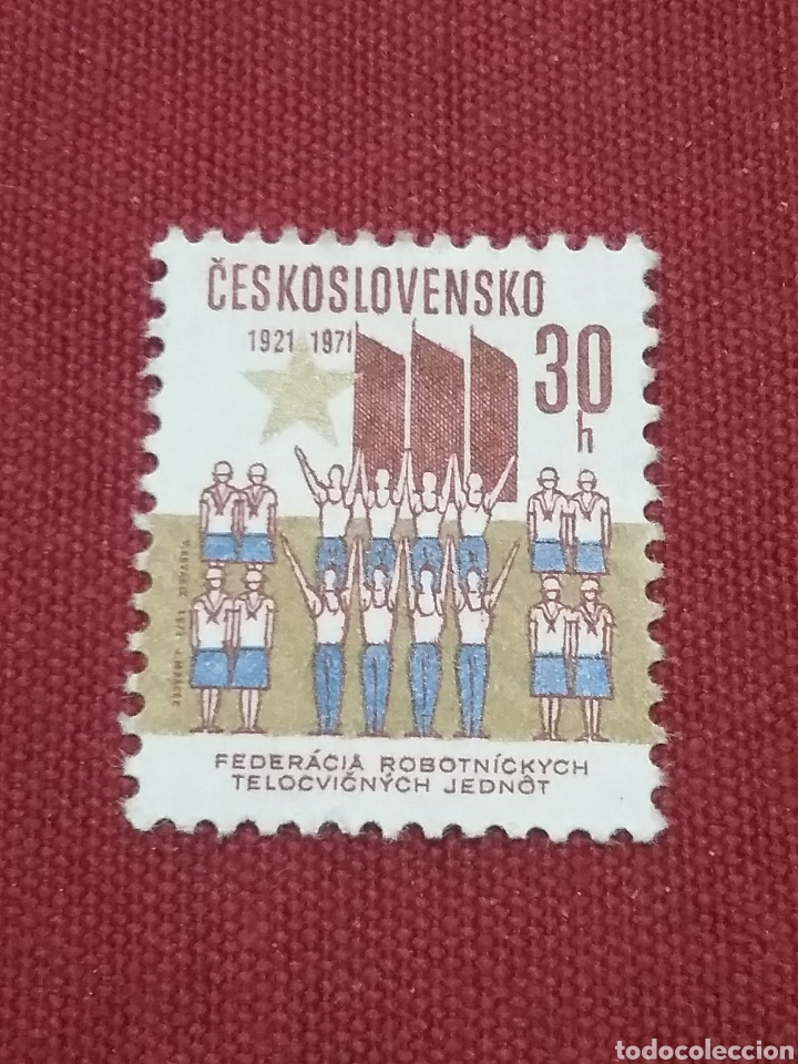 Sellos: Sellos R. Checoslovaquia mtdos/1971/50 Aniv/federacion/gimnasia/bandera/atletas/uniforme/deporte/jue