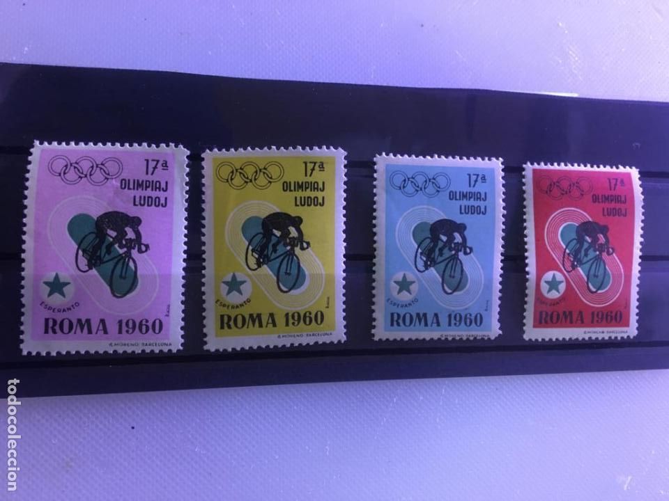 Selos: LOTE COMPLETO 4 SERIES DISTINTO COLOR.CICLISMO.ESPERANTO OLIMPIADAS 1960 ROMA