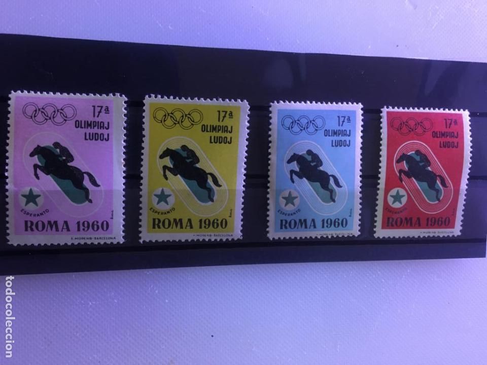 Selos: LOTE COMPLETO 4 SERIES DISTINTO COLOR.HIPICA.ESPERANTO OLIMPIADAS 1960 ROMA