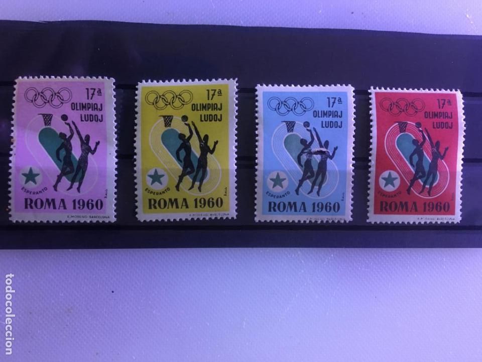 Selos: LOTE COMPLETO 4 SERIES DISTINTO COLOR.BALONCESTO.ESPERANTO OLIMPIADAS 1960 ROMA