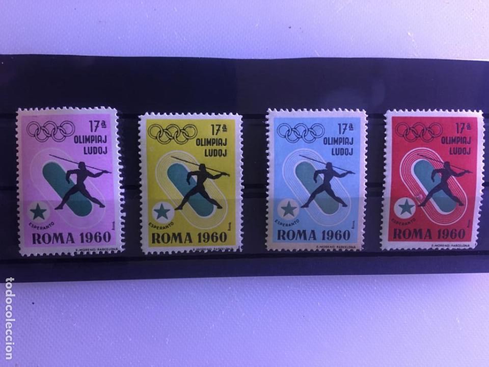 Selos: LOTE COMPLETO 4 SERIES DISTINTO COLOR.LANZAMIENTO JABALINA.ESPERANTO OLIMPIADAS 1960 ROMA