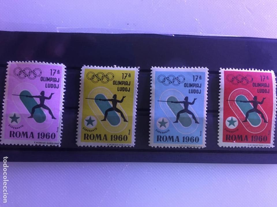 Selos: LOTE COMPLETO 4 SERIES DISTINTO COLOR.ESGRIMA.ESPERANTO OLIMPIADAS 1960 ROMA