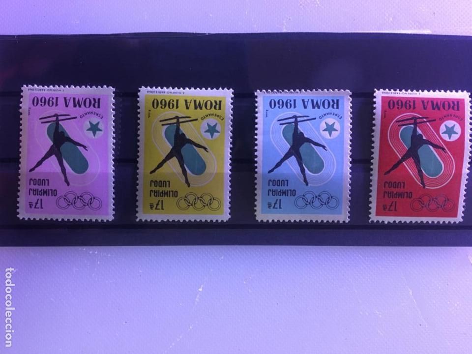Selos: LOTE COMPLETO 4 SERIES DISTINTO COLOR.BARRAS PARALELAS.ESPERANTO OLIMPIADAS 1960 ROMA