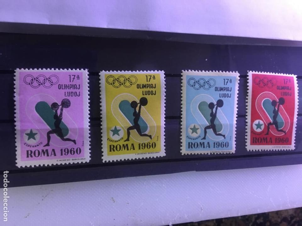 Selos: LOTE COMPLETO 4 SERIES DISTINTO COLOR.HALTEROFILIA.ESPERANTO OLIMPIADAS 1960 ROMA