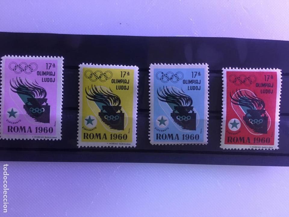 Selos: LOTE COMPLETO 4 SERIES DISTINTO COLOR.ANTORCHA OLIMPICA.ESPERANTO OLIMPIADAS 1960 ROMA