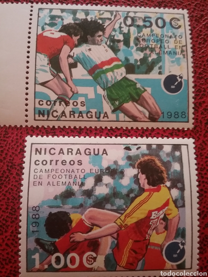 Timbres: Sellos Nicaragua nuevo/1988/campeonato/copa/europa/futbol/deporte/juego/selecciones/Expos/filatelia/