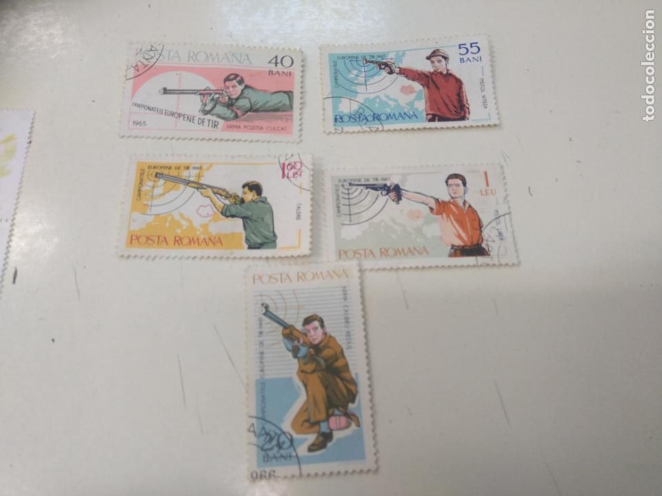 Sellos: LOTE DE 5 SELLOS, POLONIA, POSTA ROMANA. TIRO CAMPEONATO DE EUROPA. STAMPS. CON CHARNELA