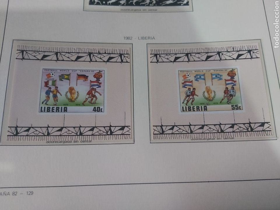 Briefmarken: SOBRECARGA LIBERIA 40 C Y 55 C MUNDIAL FUTBOL ESPA&Ntilde;A 1982 SIN DENTAR DEPORTES