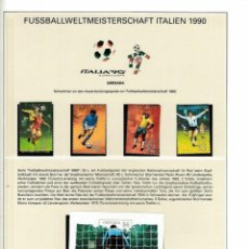 Sellos: GRENADA 1990 BLOQUE SELLOS CONMEMORATIVO MUNDIAL FUTBOL ITALIA 90 - KEMPES - PELE - ROSSI - FIFA. Lote 303911018