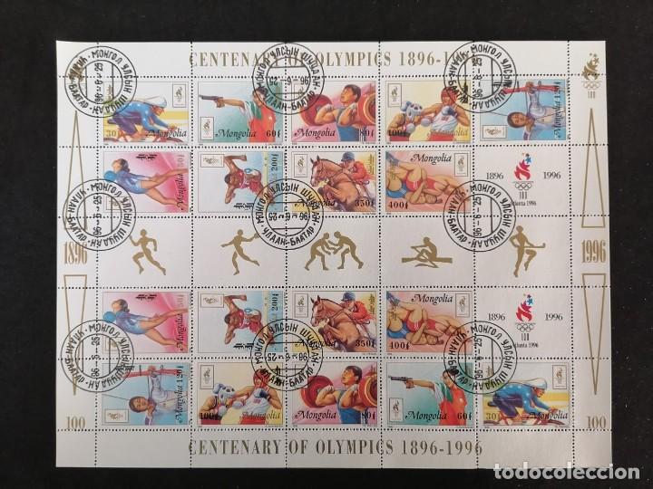 Sellos: MONGOLIA 1996 - HB CENTENARIO OL&Iacute;MPICO = - Foto 1