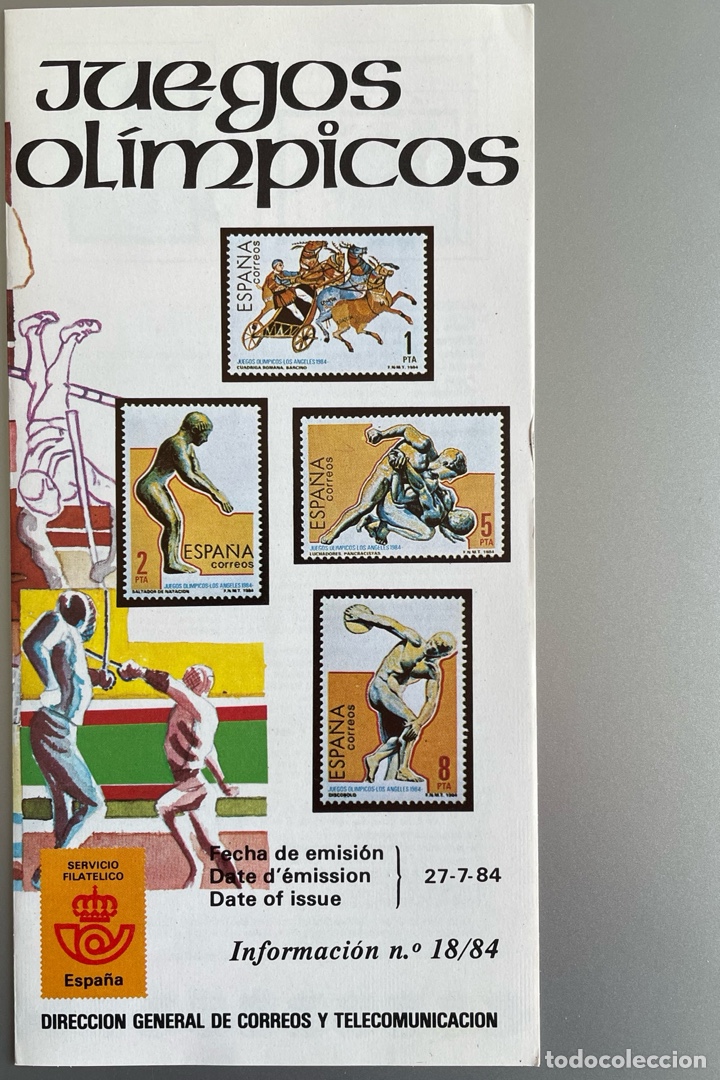 Sellos: Juegos Ol&iacute;mpicos. 1984. Folleto + sellos