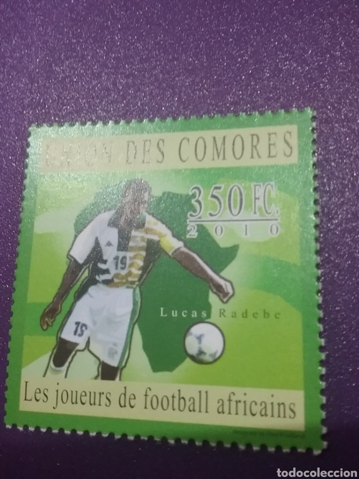 Briefmarken: Sello Comoras (I. Comores) nuevo/2010/futbolistas/africanos/deporte/juego/Lucas/Radebe