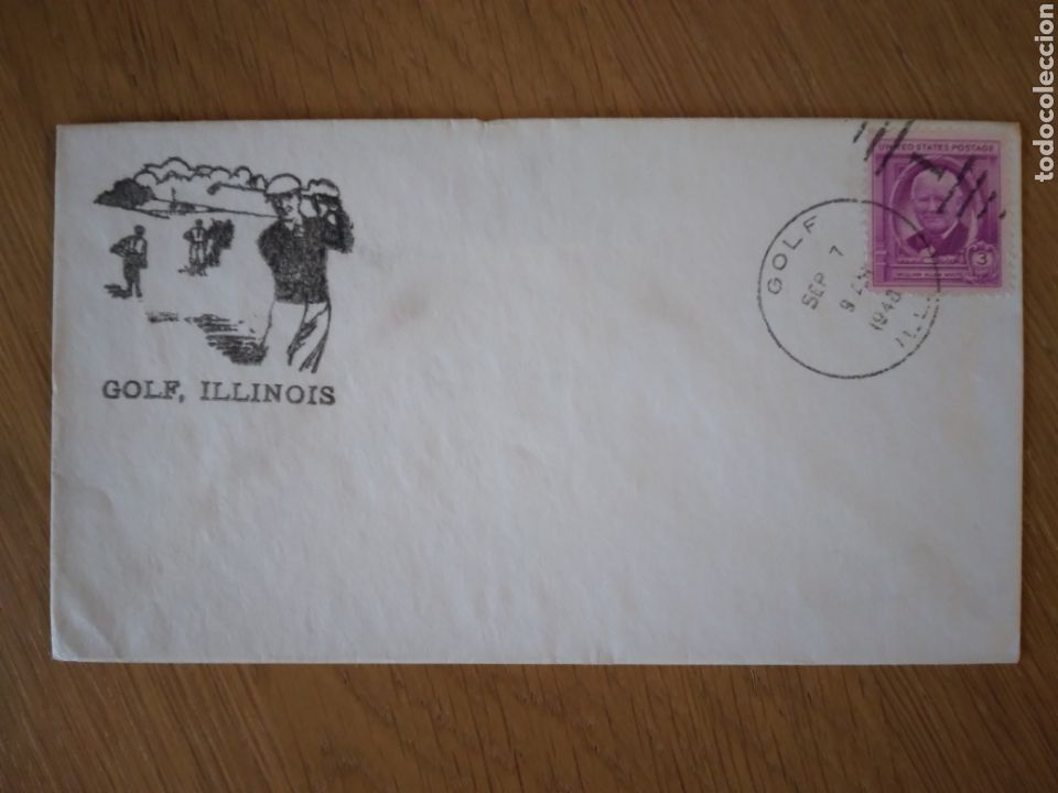 Sellos: golf, sobre con matasellos