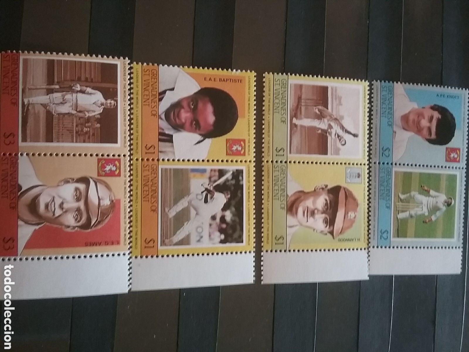 Selos: Sello Granadina-S. Vicente (2series/24v),1985. Jugadores famosos cricket. Deporte.
