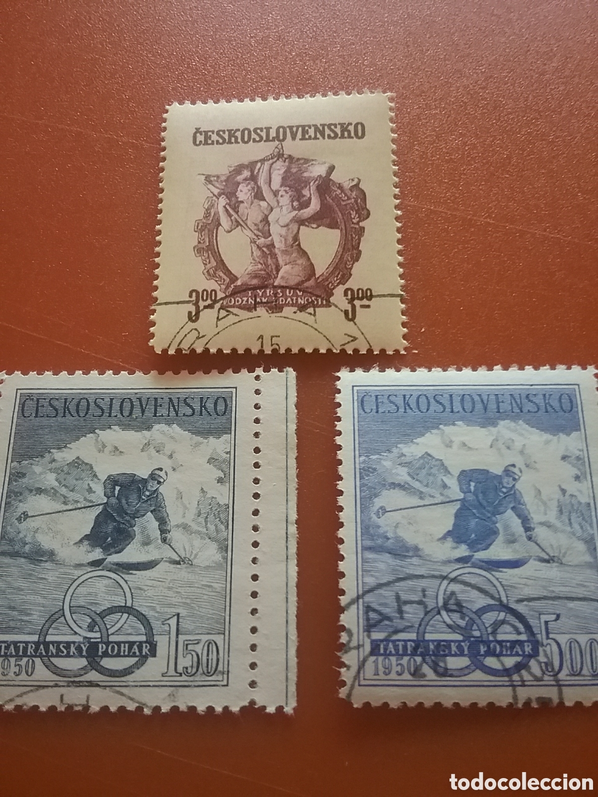 Briefmarken: Sello Checoslovaquia mtdos. 1950. 51 campeonato nacional esqui montes Tatra. Deporte.