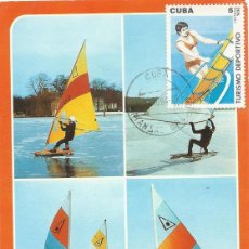 Sellos: 1990. CUBA. MÁXIMA/MAXIMUM CARD. YT 3040. TURISMO DEPORTIVO. WINDSURFING. MATASELLOS MATANZAS 1994.