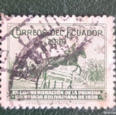 Sellos: SELLO USADO ECUADOR 1938 PRIMERA OLIMPIADA BOLIVARIANA - HIPICA. Lote 374948574