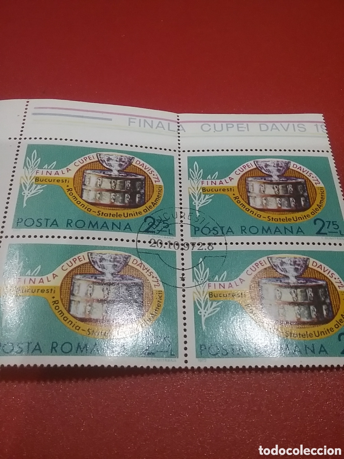 Sellos: Sello Rumania mtdos. 1972. Final de la Copa Davis. Tenis, deporte, juego, Copa, campeonato. Raqueta.
