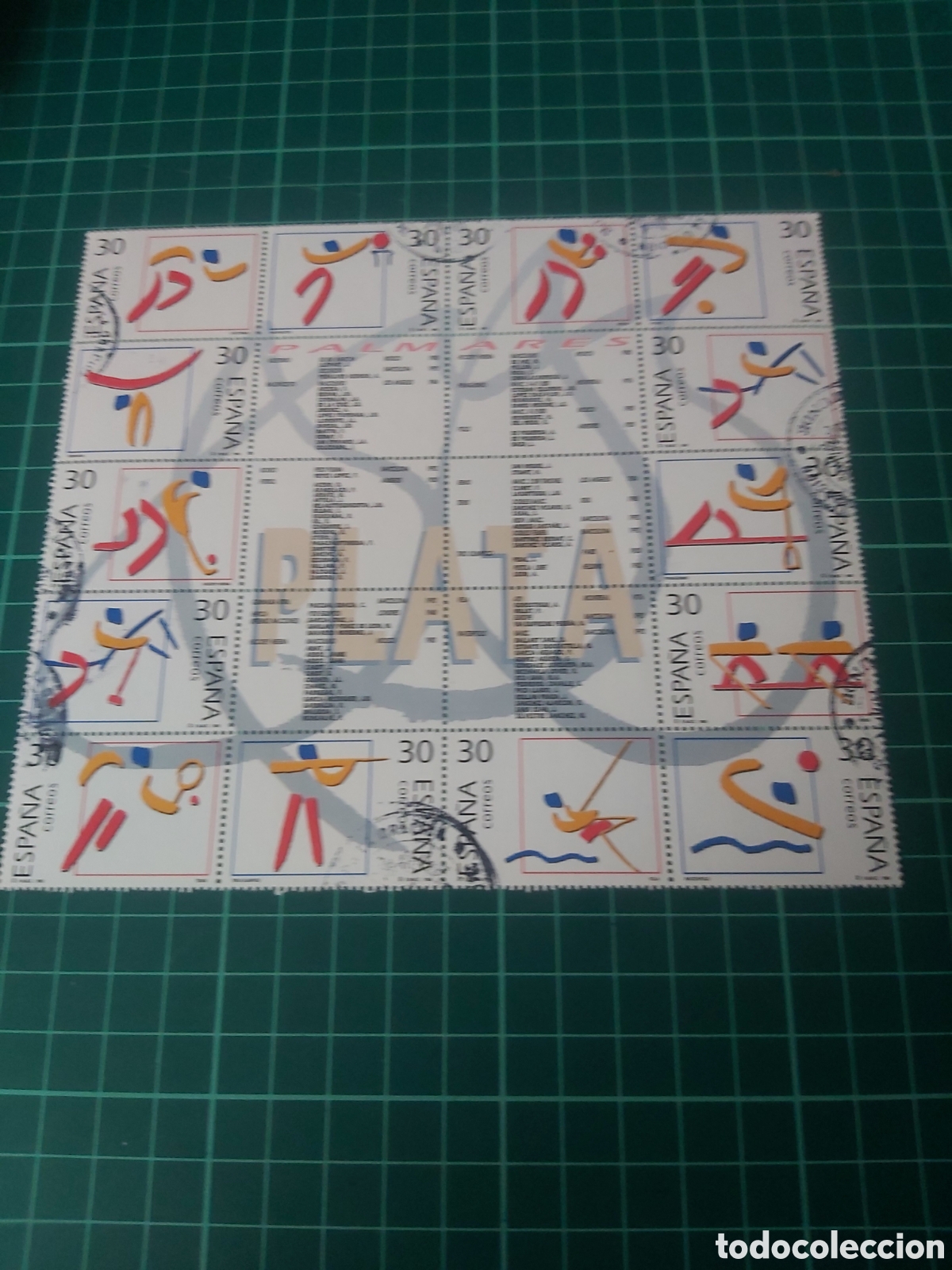 Sellos: Usado lujo matasello edifil 3364/77 Minipliego deportes ol&iacute;mpicos 1995 Plata