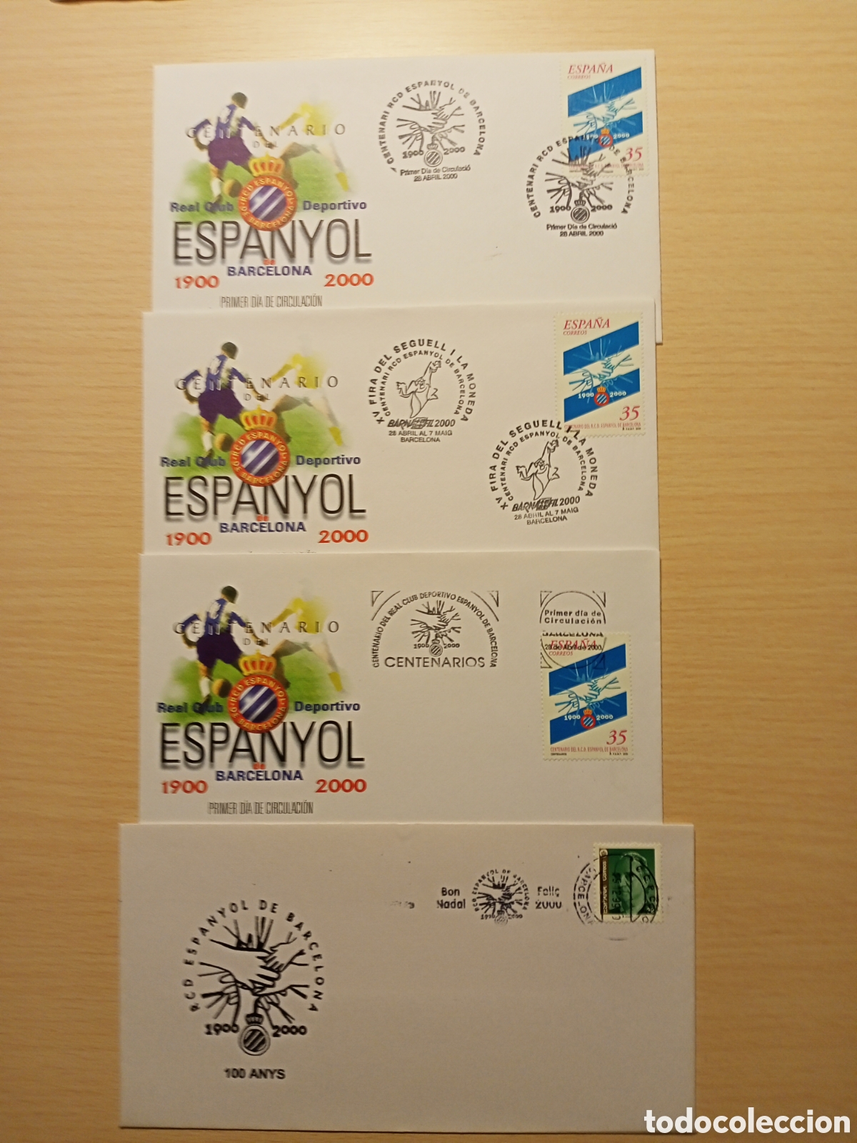 Sellos: Sobres Centenario RCD Espanyol (2000) - Foto 1