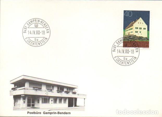 Sellos: Liechtenstein Ivert n&ordm; 644, Edificios: Edificios: Convento de Bendern, primer d&iacute;a de 14-4-1980 - Foto 1
